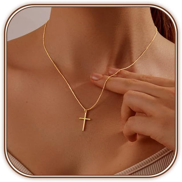 HAXIYA Cross Necklace for Women 14K Gold Plated\/Sterling Silver Cross Necklace Dainty Tiny Layered Choker Cross Pendant Necklaces Faith Jewelry First Communion Gifts for Her ﻿