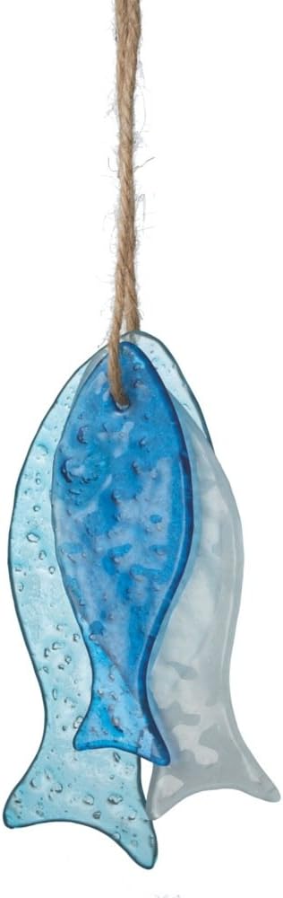 Sea Glass Hanging Fish Ornaments - Set of 3