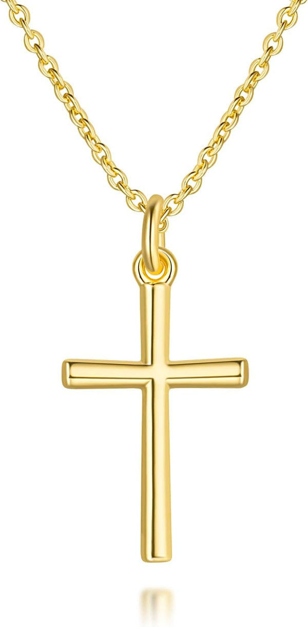 AMELINE 14K Gold Cross Necklaces for Women Gold Cross Chain Minimalist Pendant Small Necklace for Women Jewelry