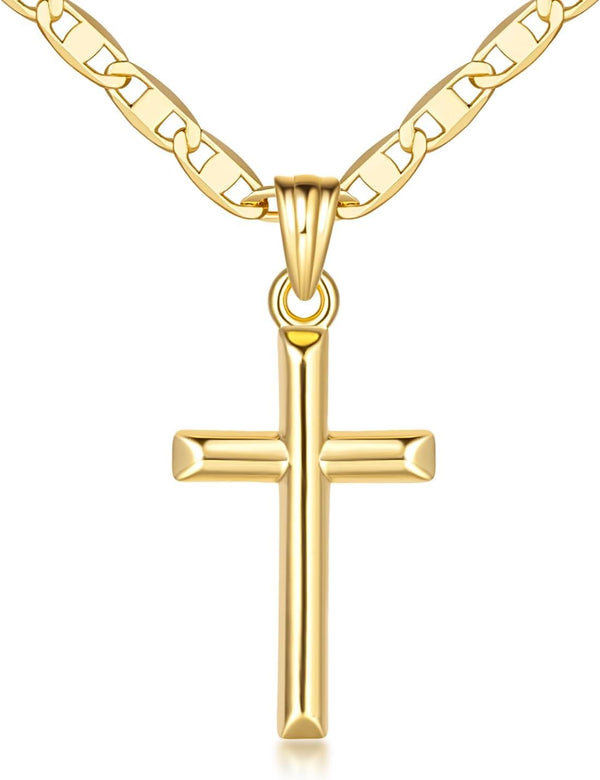 JADE KOS Cross Necklace for Women 14K Gold Cross Necklaces for Women Minimalist Gold Chain Necklaces for Womens Necklace Faith Pendant 26mm
