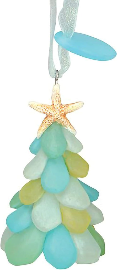 Cape Shore Christmas Resin Ornament, Sea Glass Tree, Holiday Tree Decoration, Home Collection