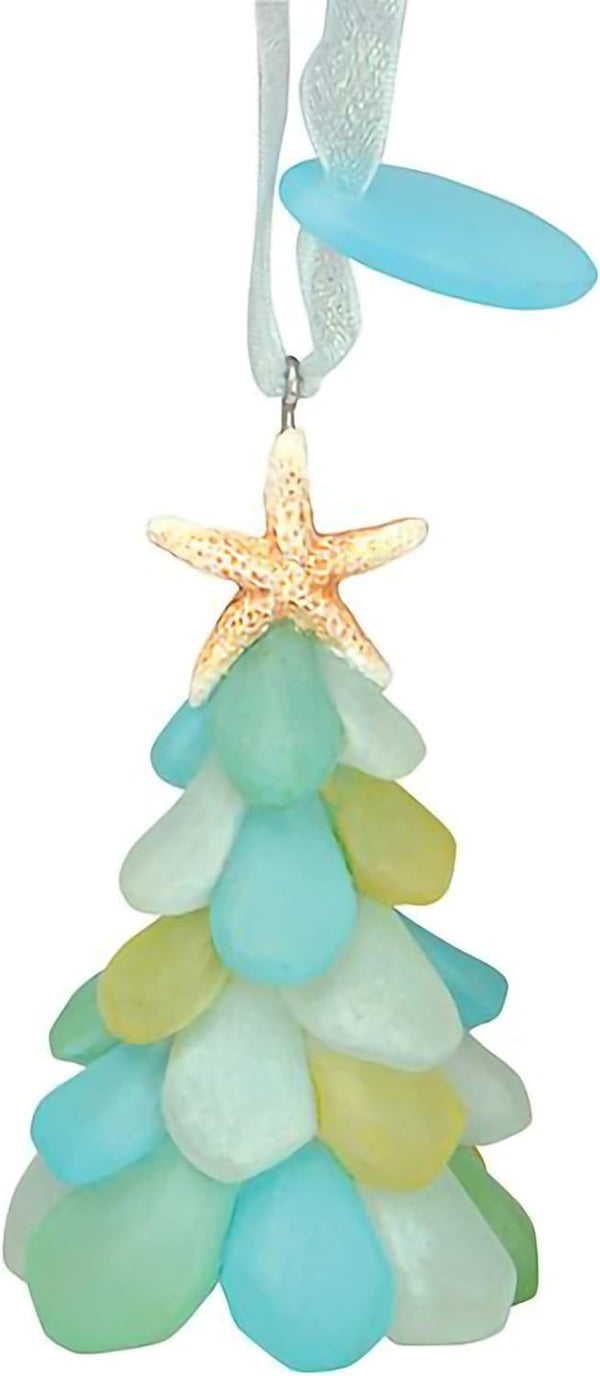 Cape Shore Christmas Resin Ornament, Sea Glass Tree, Holiday Tree Decoration, Home Collection