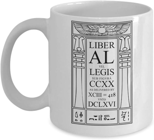 Occult coffee mug gift - Liber AL vel Legis Thelema Holy book symbol - Aleister Crowley Ordo Templi Orientis A.A. accessories - Ritual magick esoteric 11 oz aeon of Horus tea cup Thelemite gift
