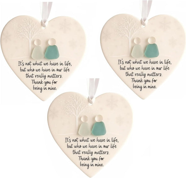 Heart-Shaped Sea Glass Friendship Decor - Acrylic Heart Ornament Keepsake, Timeless Keepsake Ornament for Best Friends, Christmas Tree Hanging Pendant, Sea Glass Art Gift for Her