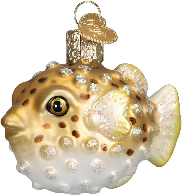 Old World Christmas Fish Collection Glass Blown Ornaments for Christmas Tree Pufferfish
