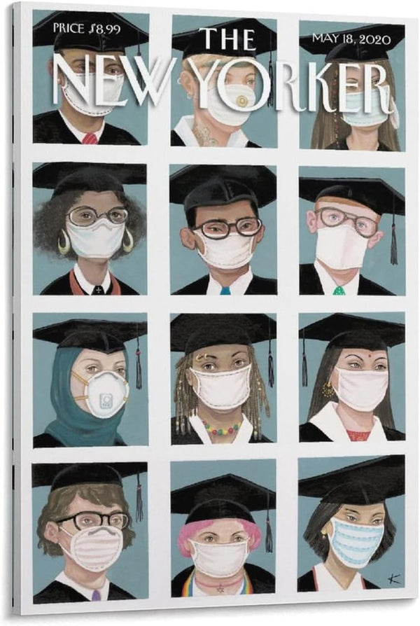Canvas Print The New Yorker Poster Magazine Cover Poster Aesthetic Posters-MAY 18 2020 Class of 2020 Canvas Painting Posters And Prints Wall Art Pictures for Living Room Bedroom Decor 24x36inch(60x90c