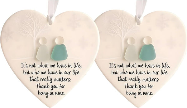 Heart-Shaped Sea Glass Friendship Decor,Timeless Friendship Heart Keepsake for Christmas Tree Hanging Ornaments (2PCS)