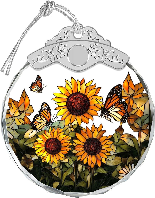 Glass Ornament with Hook 1 (Sunflowers)