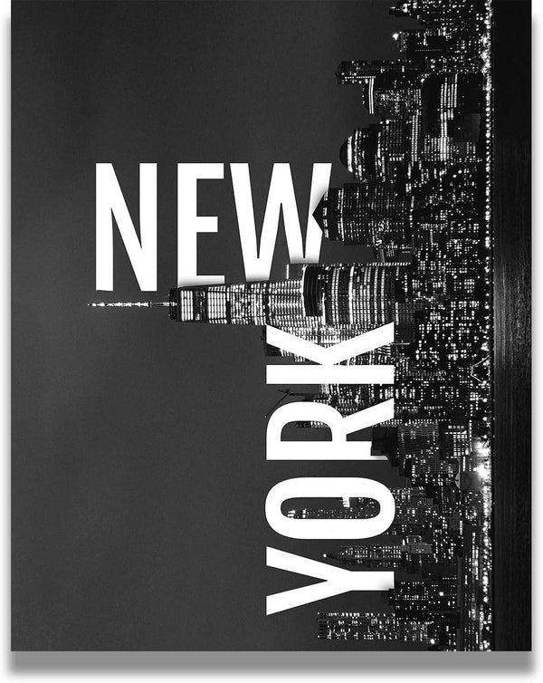 New York City Skyline Black and White Wall Art - NYC Room Decor - Cityscape Travel Destination Home Decor - Great New York Souvenir for Bathroom Decor - 11x14 unframed print