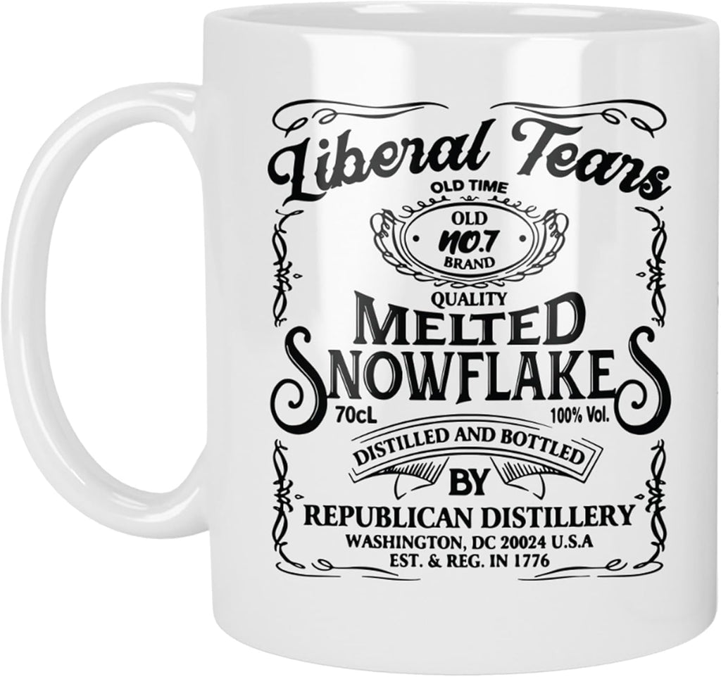 Liberal Tears Melted Snowflake Label Coffee Mug | Republican Distillery Est. 1776 | Conservative Gifts For Men | Retirement Gifts for Old Men | Liberal Tears Tea Cups (11 oz)
