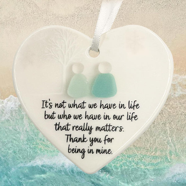 Heart-Shaped Sea Glass Friendship Decor - Timeless Friendship Heart Keepsake,FriendshipHeart Ornament for Christmas Tree Hanging Ornaments,Handmade Glass Wall Art & Decor for Home Garden（1PCS）